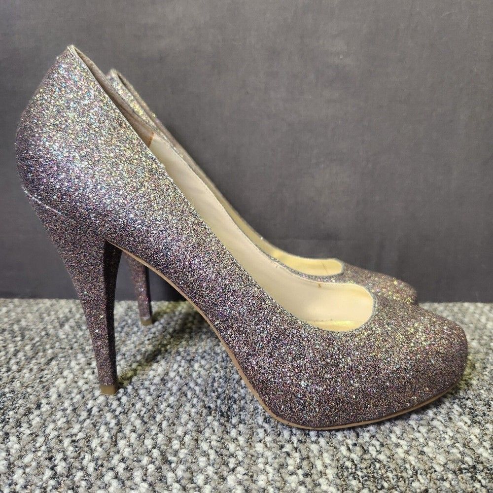 Steve Madden P-Miami Womens Size 8.5 Glitter Stiletto Heels Night Out Fancy Shoe